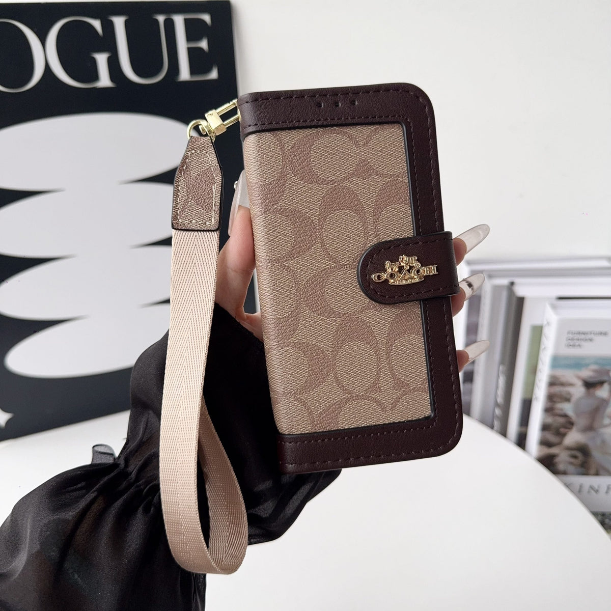 Luxury Monogram Canvas Wallet Case for iPhone 12-18 Series