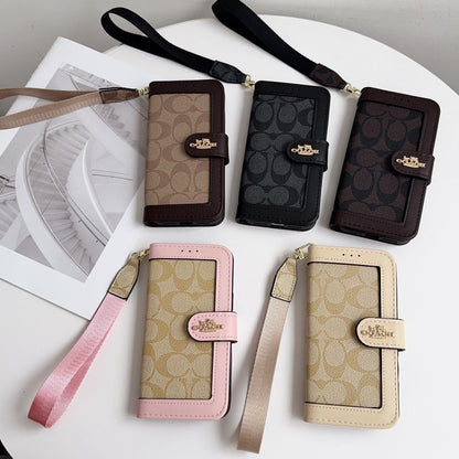 Luxury Monogram Canvas Wallet Case for iPhone 12-18 Series