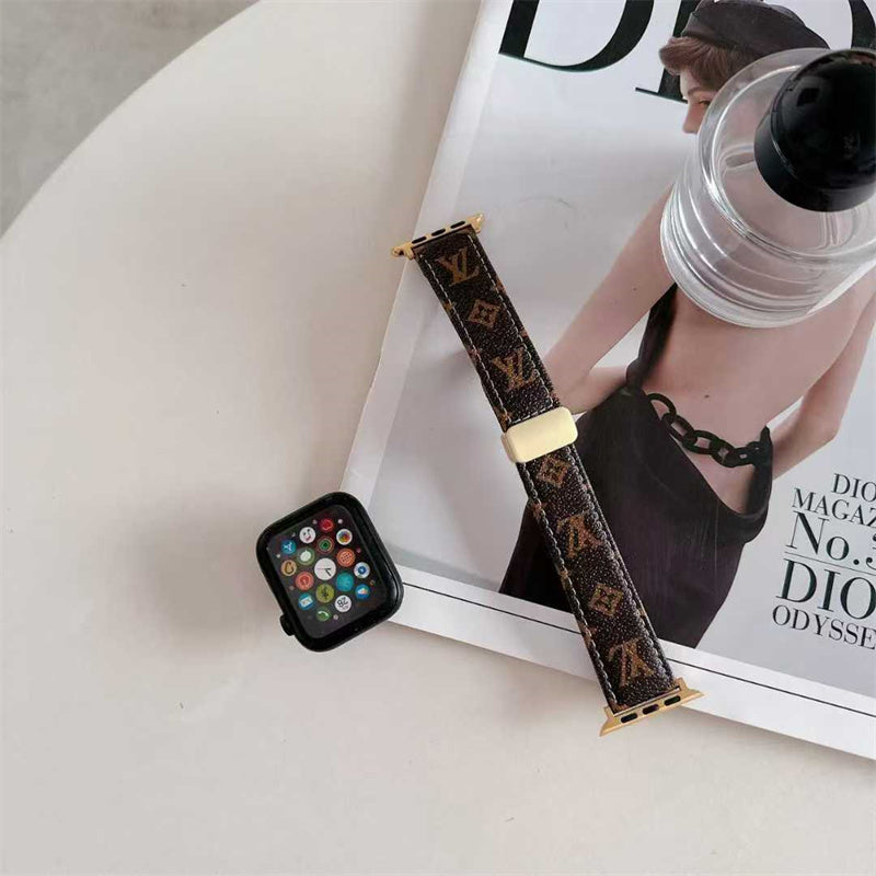 PINK LEATHER CANVAS LUXURY APPLE WATCH STRAP