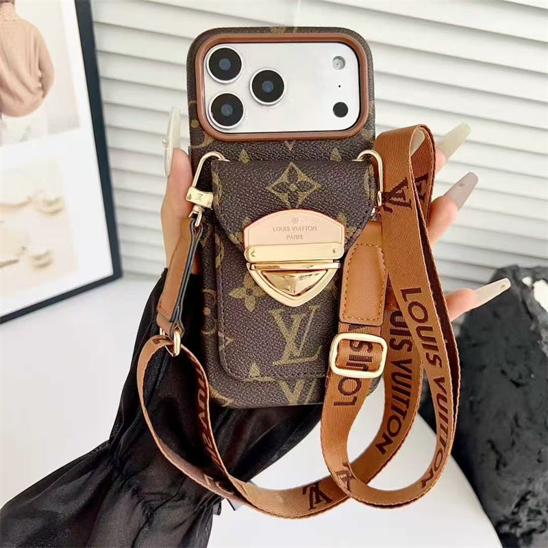 LV Luxury Phone Case with Strape For iPhone 13-17 Series