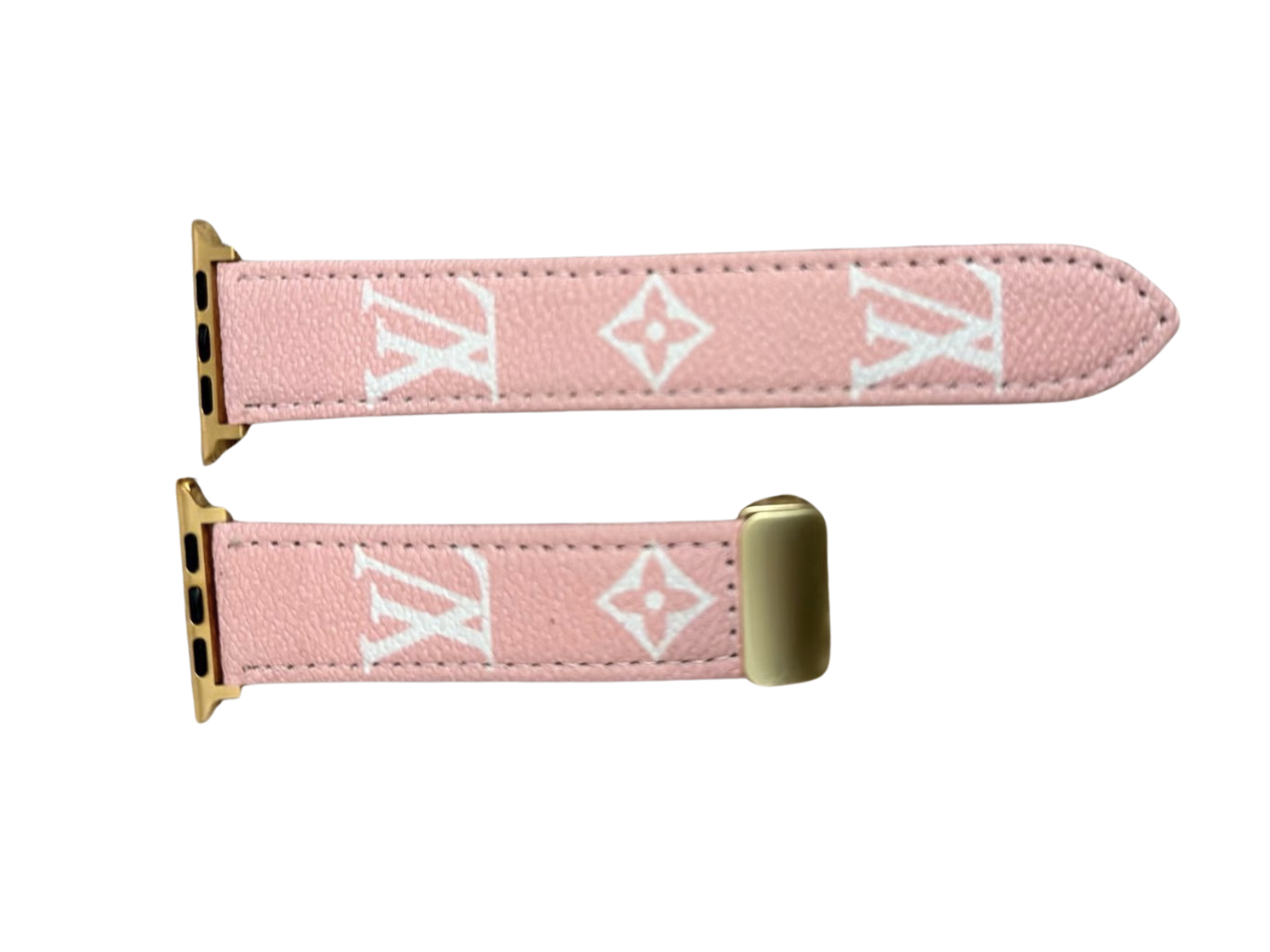 PINK LEATHER CANVAS LUXURY APPLE WATCH STRAP Roxy New 2