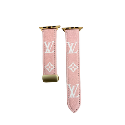 PINK LEATHER CANVAS LUXURY APPLE WATCH STRAP Roxy New 2