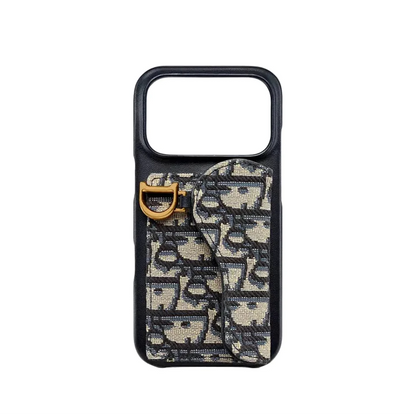 Dior Leather Phone Case with Card Holder for iPhone 13-18 Pro & Pro Max