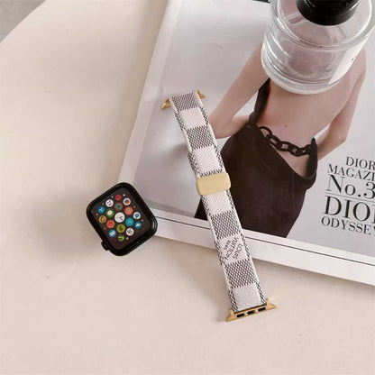 PINK LEATHER CANVAS LUXURY APPLE WATCH STRAP