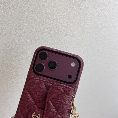 burgundy Leather Crossbody Wallet Case for iPhone 13-18 Pro & Pro Max