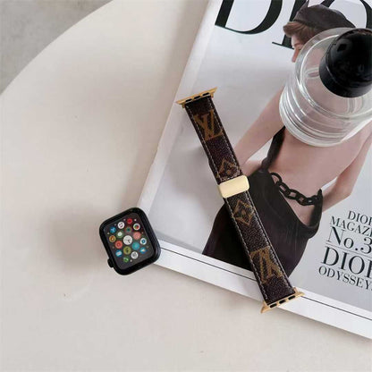 PINK LEATHER CANVAS LUXURY APPLE WATCH STRAP