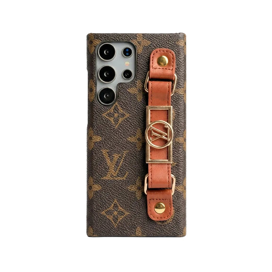 Luxury Designer Strap Holder Leather Case for Samsung Galaxy S22-S26 Series