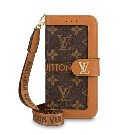 Premium Leather Monogram Wallet Card Holder Case for Samsung Galaxy S22-S26 Series