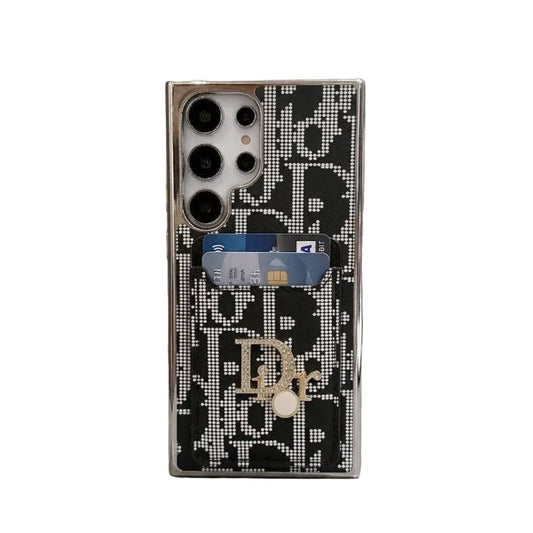 Luxury Rhinestone Iconic Fashion Case with Card Pocket for Samsung Galaxy S22-S26 Series