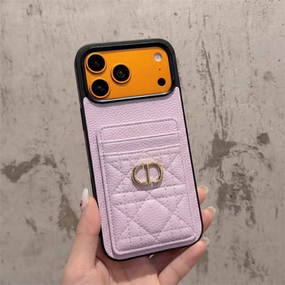 Luxury Quilted Leather Card Holder Case for iPhone 12-18