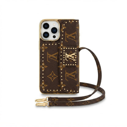 Monogram Leather Phone Case for iPhone 12-17