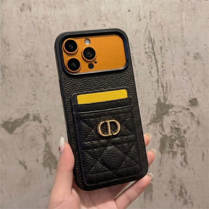 Luxury Quilted Leather Card Holder Case for iPhone 12-18