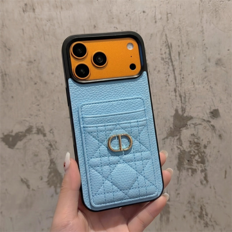Luxury Quilted Leather Card Holder Case for iPhone 12-18