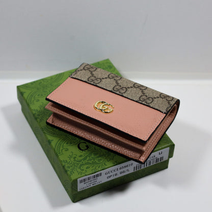 Luxury GUCCI Leather Wallet Pink Canvas