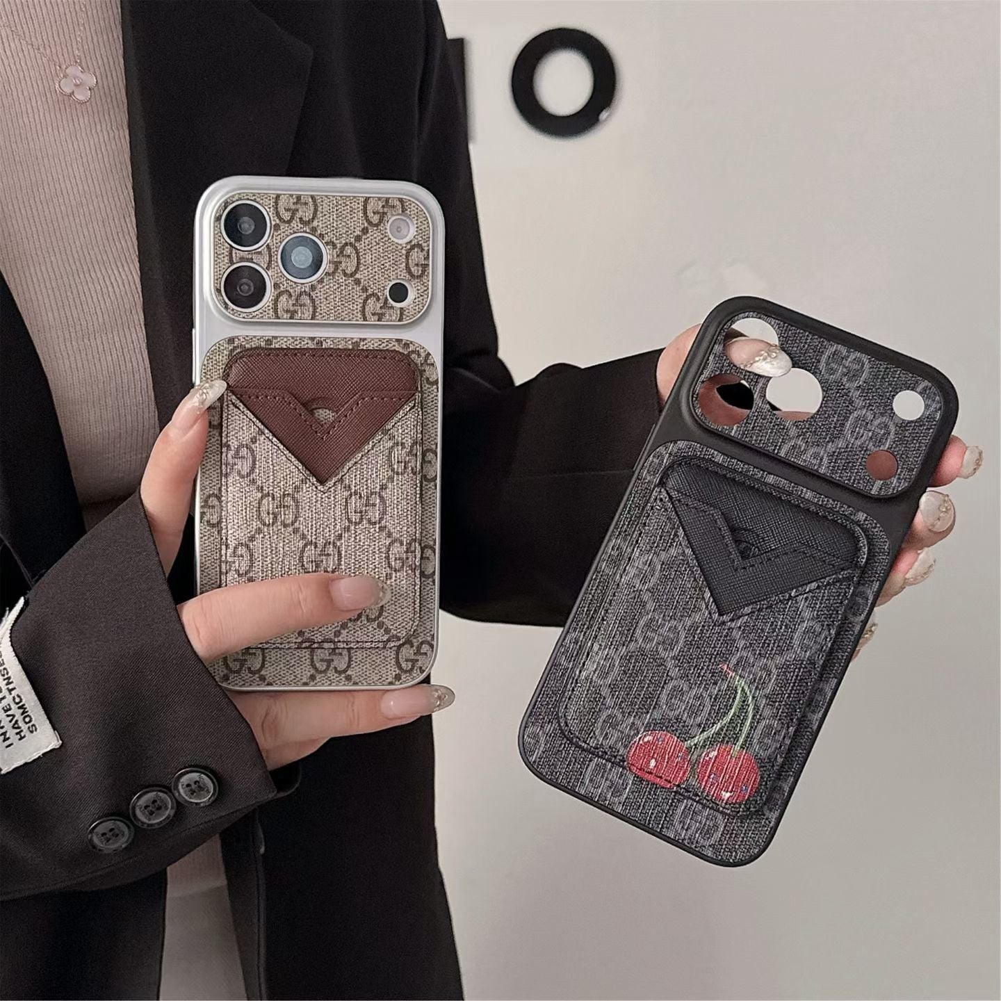 GG Style Phone case Magnet Card Holder for iPhone 13-17 Series
