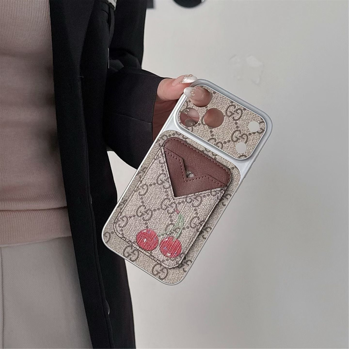 GG Style Phone case Magnet Card Holder for iPhone 13-17 Series