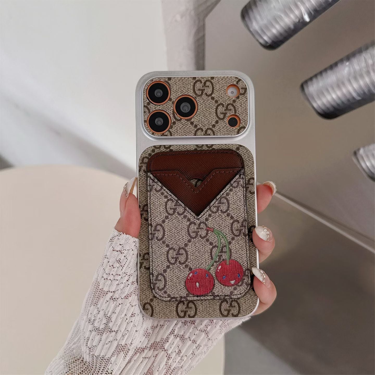 GG Style Phone case Magnet Card Holder for iPhone 13-17 Series