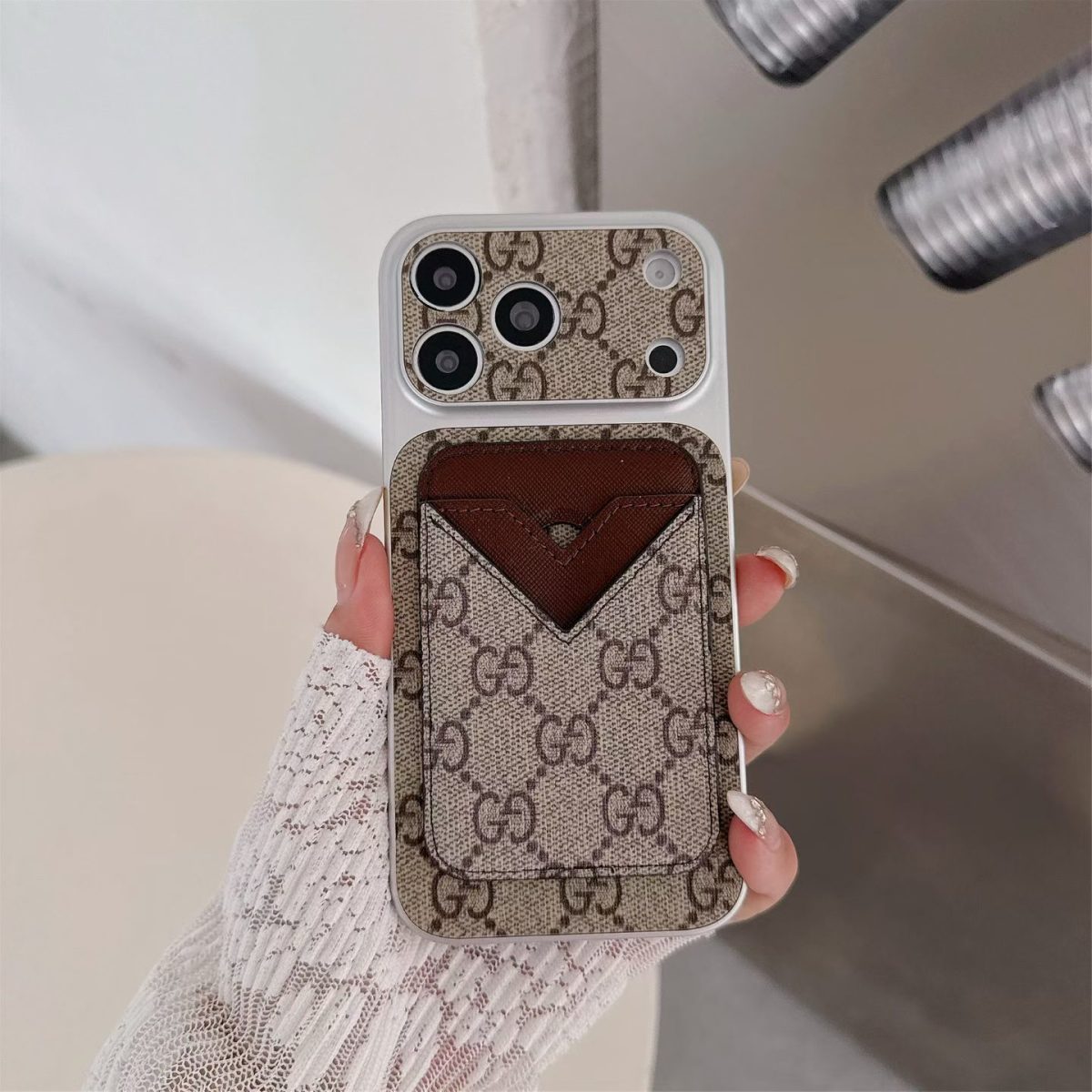 GG Style Phone case Magnet Card Holder for iPhone 13-17 Series