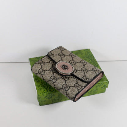 Luxury GUCCI Monogram Canvas Wallet Magnetic Clasp