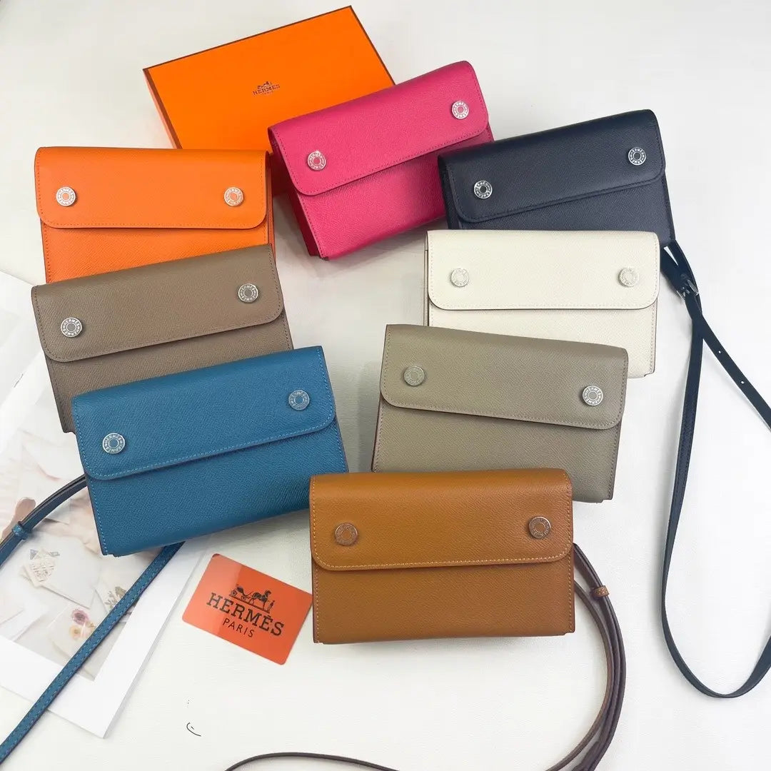 Luxury Hermes Calfskin Leather Crossbody Snap Bag