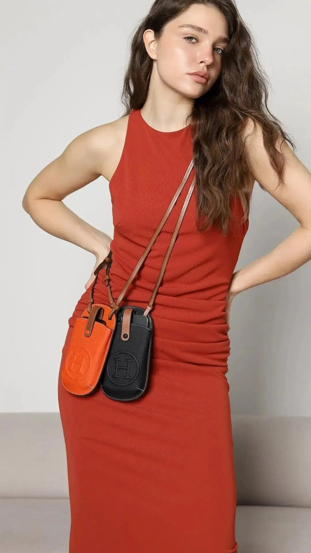 Hermès Orange Pouch iPhone Case Crossbody Strap