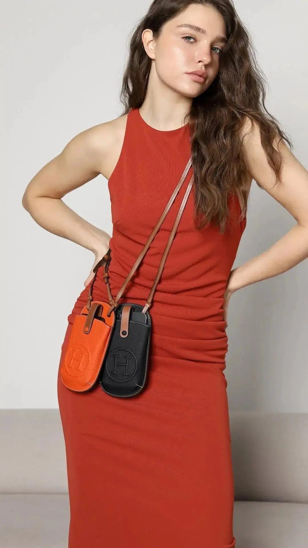Hermès Orange Pouch iPhone Case Crossbody Strap