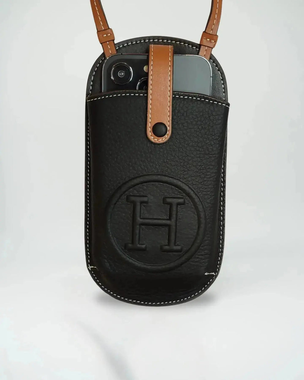 Hermès Orange Pouch iPhone Case Crossbody Strap