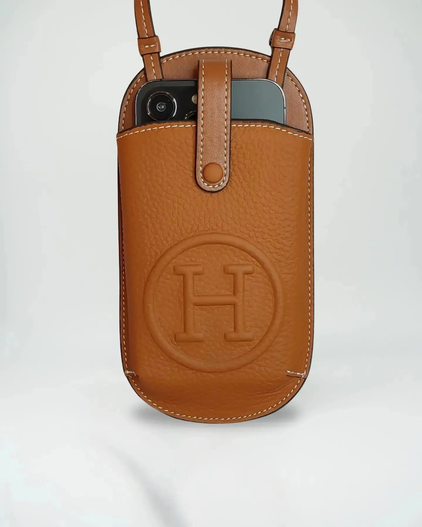 Hermès Orange Pouch iPhone Case Crossbody Strap