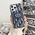 Dior Luxury iPhone Case with Chain, Card Slot, and Metal Logo Roxy New 2
