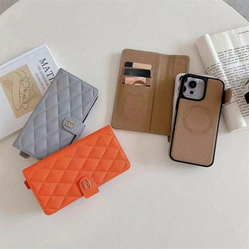 Premium Chanel Leather Wallet Leather Crossbody Bag Apple iPhone Case theroxymob