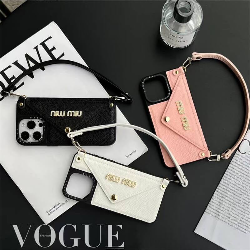 Leather wrist strap Miu Miu Apple iPhone drop protection cases theroxymob