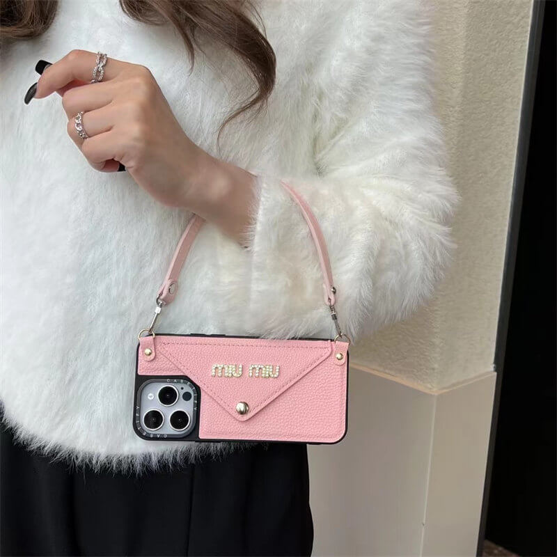 Leather wrist strap Miu Miu Apple iPhone drop protection cases theroxymob
