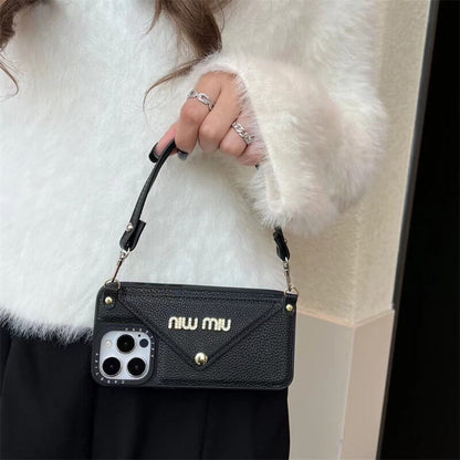 Leather wrist strap Miu Miu Apple iPhone drop protection cases theroxymob