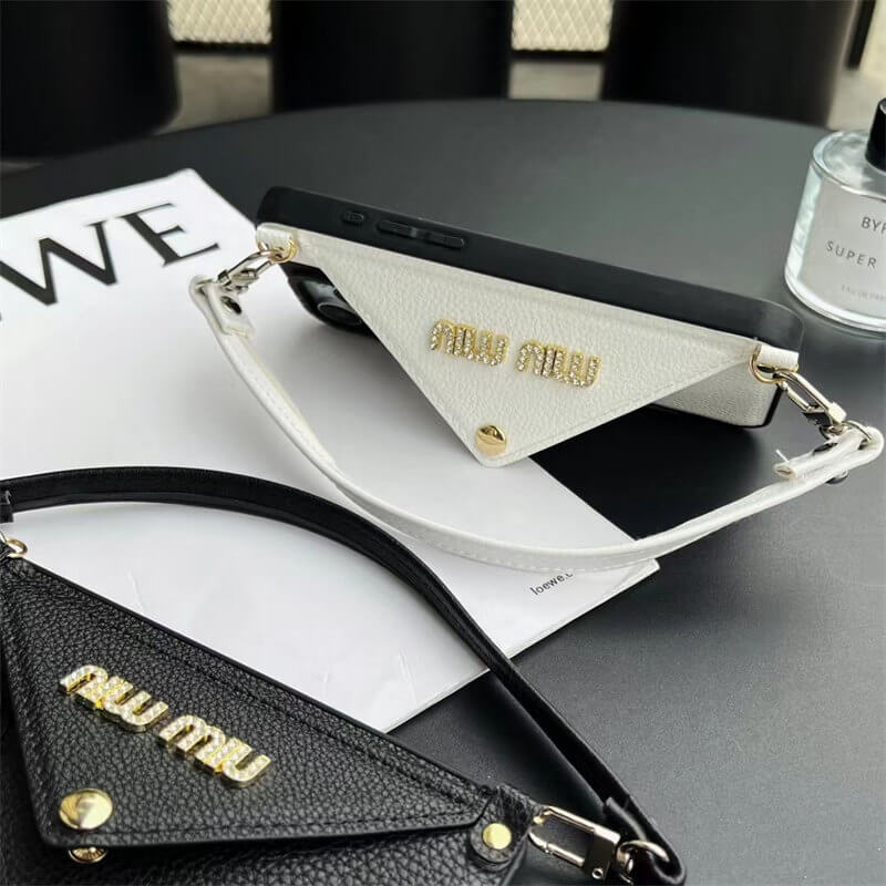 Leather wrist strap Miu Miu Apple iPhone drop protection cases theroxymob