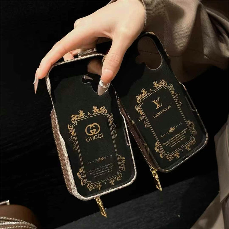 Monogram LV Leather iPhone Case with CardHolder Strap theroxymob