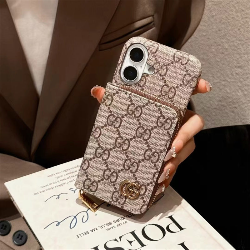 Monogram LV Leather iPhone Case with CardHolder Strap theroxymob