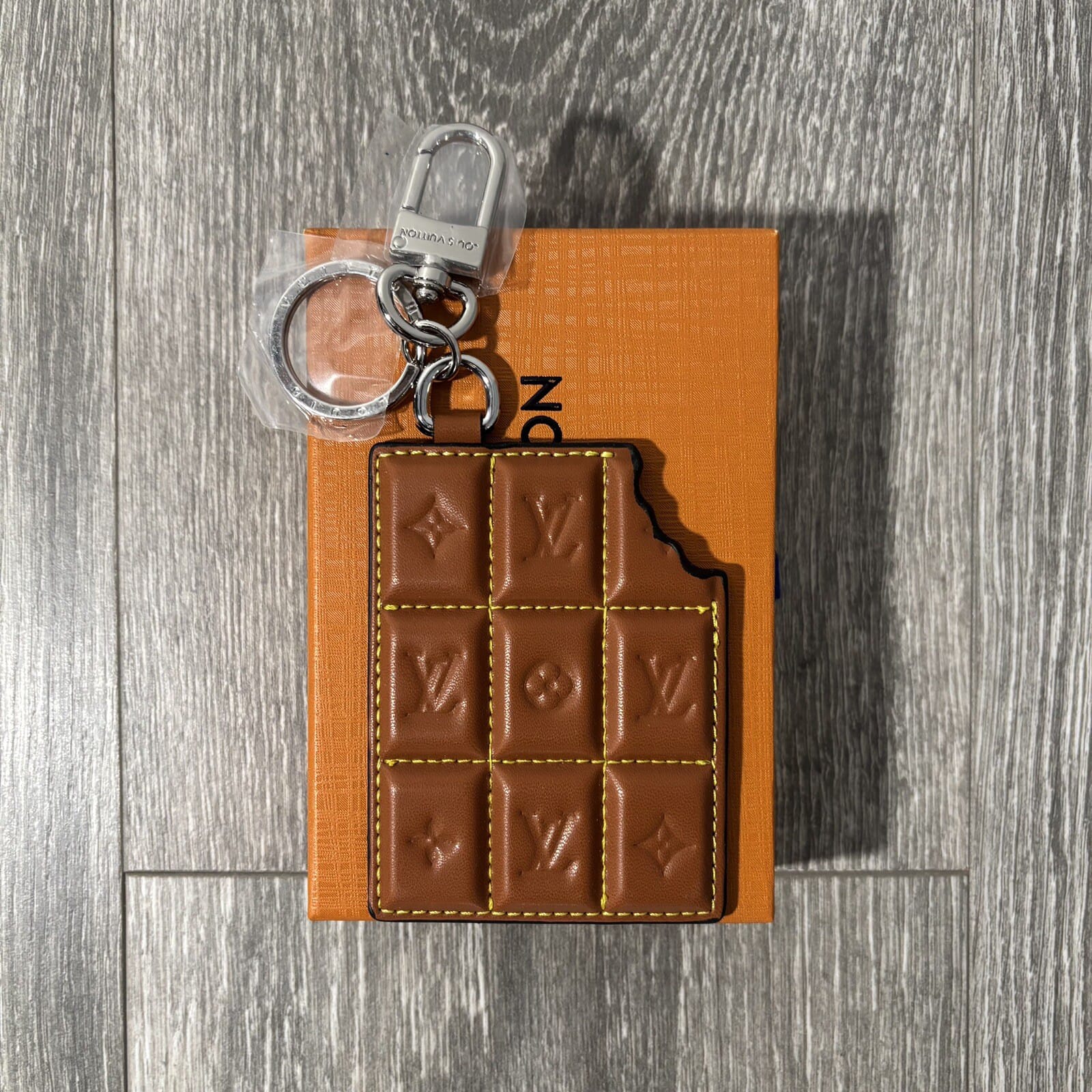 Chocolate Candy Bar LV Purse Charm Leather Keychain Wristlet theroxymob