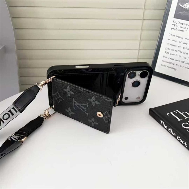 Lv Leather Card Holder Case Crossbody for iPhone 17/ 16/ 15/ 14