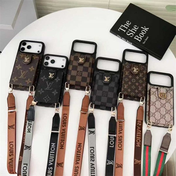 Lv Leather Card Holder Case Crossbody for iPhone 17/ 16/ 15/ 14