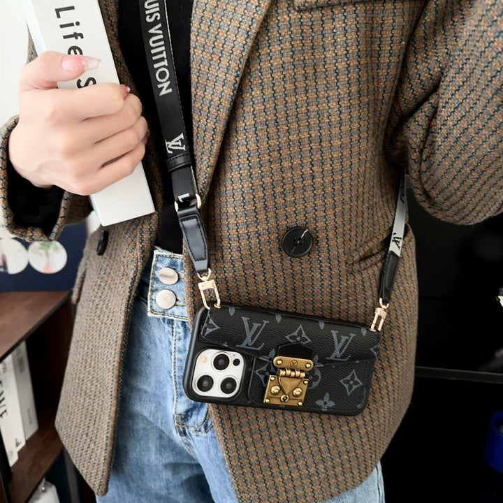 LUXURY LOCK CARD BAG CROSSBODY CHAIN IPHONE CASE Roxy New 2