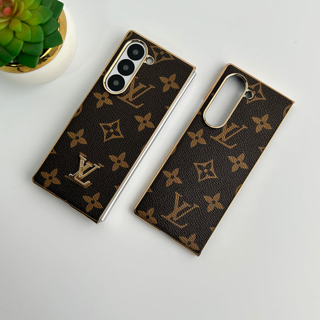 Samsung Galaxy Z Fold 6 Luxury Gold Plated Leather Case Roxy New