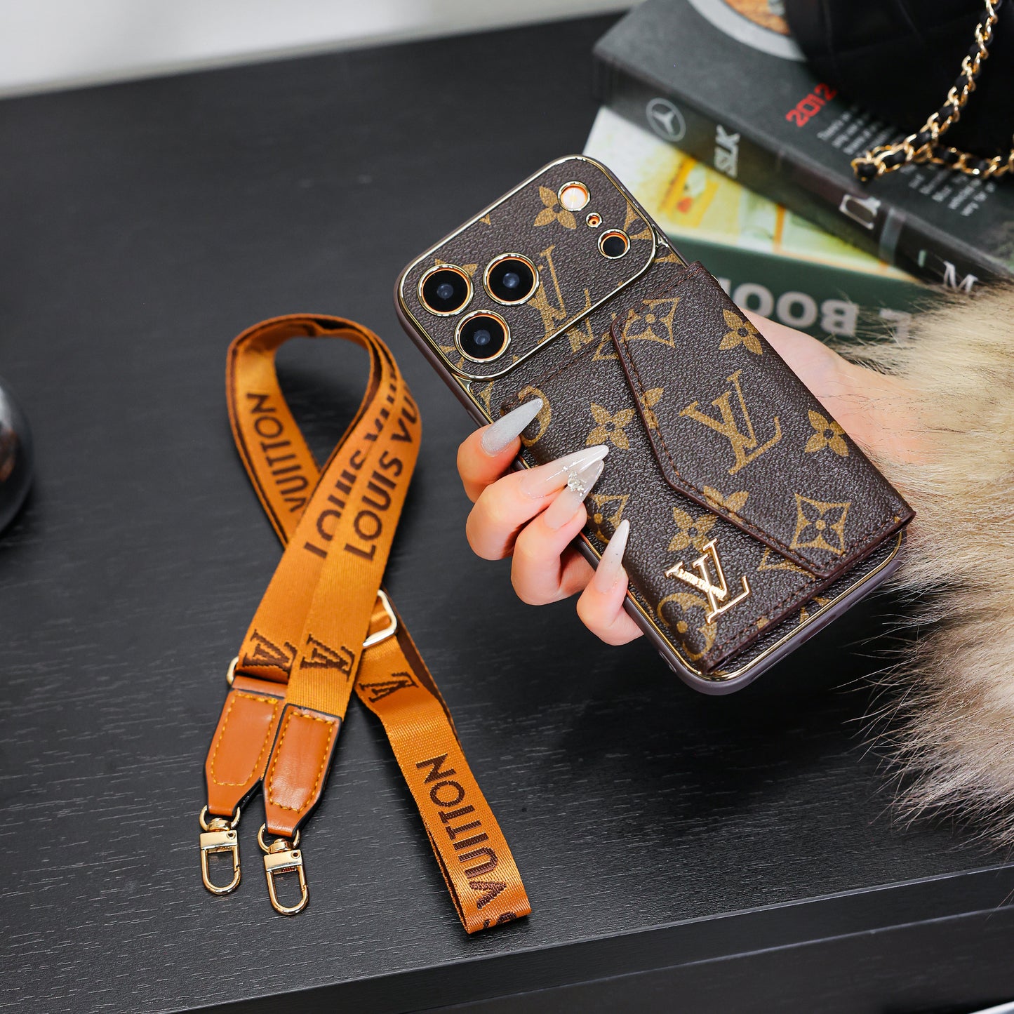 Luxury Monogram Canvas Leather Card Holder iPhone Case