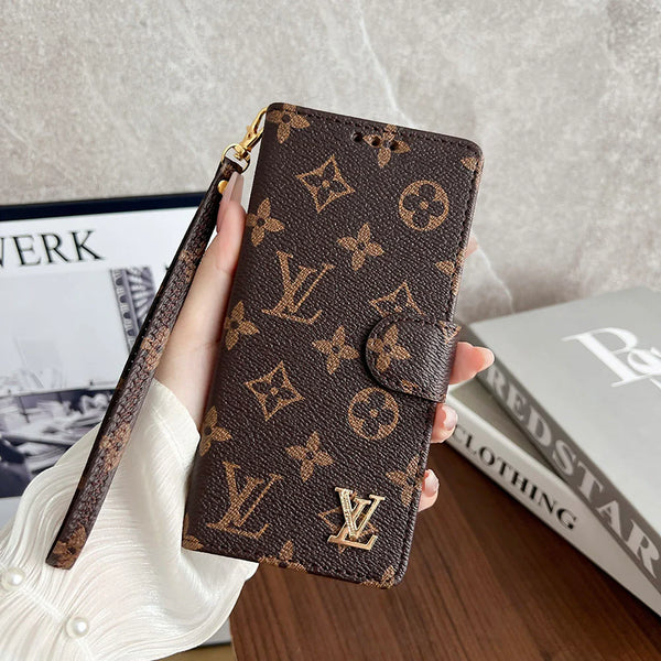 MONOGRAM CANVAS LEATHER WALLET SAMSUNG MOBILE PHONE CASE Roxy New