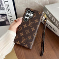 MONOGRAM CANVAS LEATHER WALLET SAMSUNG MOBILE PHONE CASE Roxy New