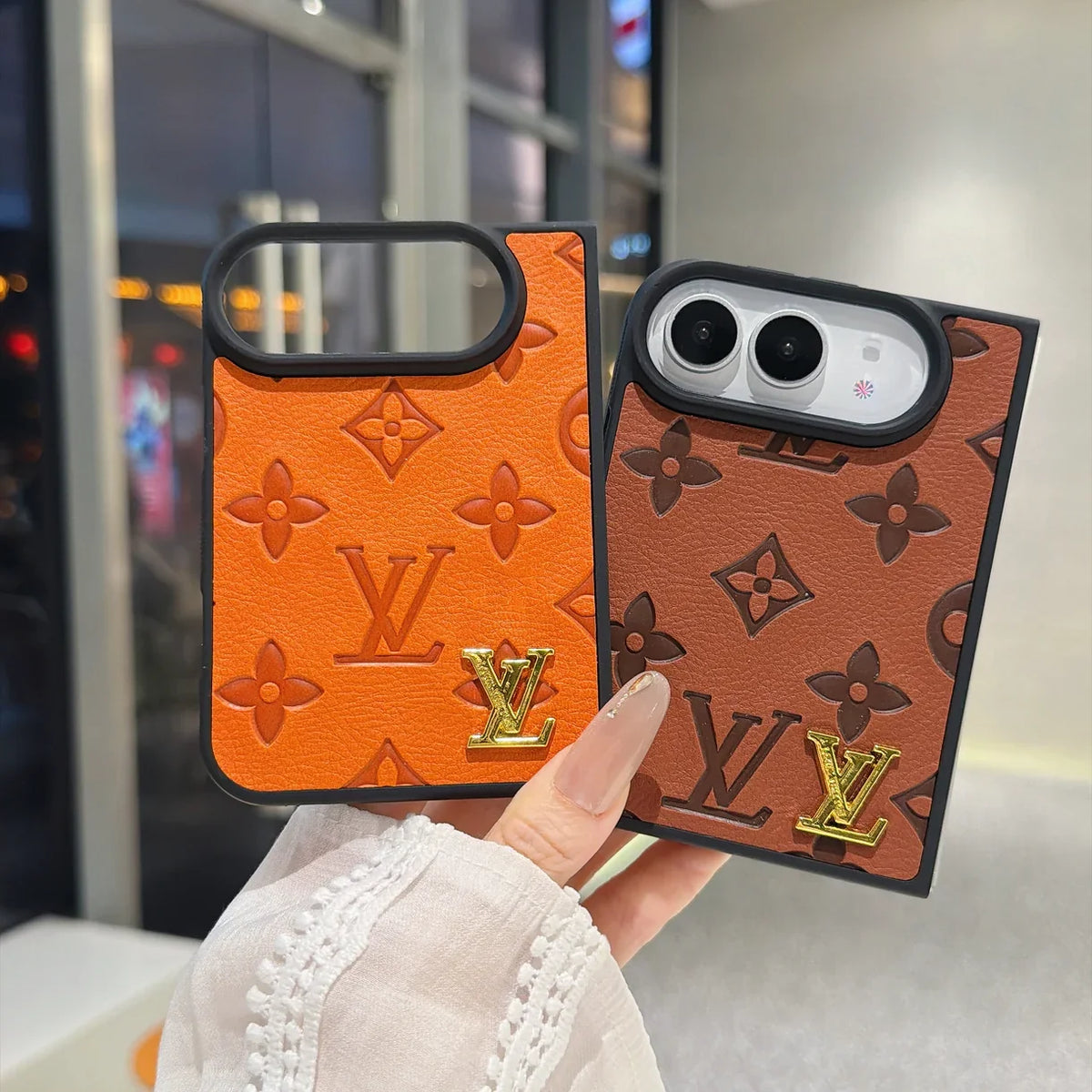 Luxury Louis Vuitton Embossed Floral Monogram Case for iPhone Duo