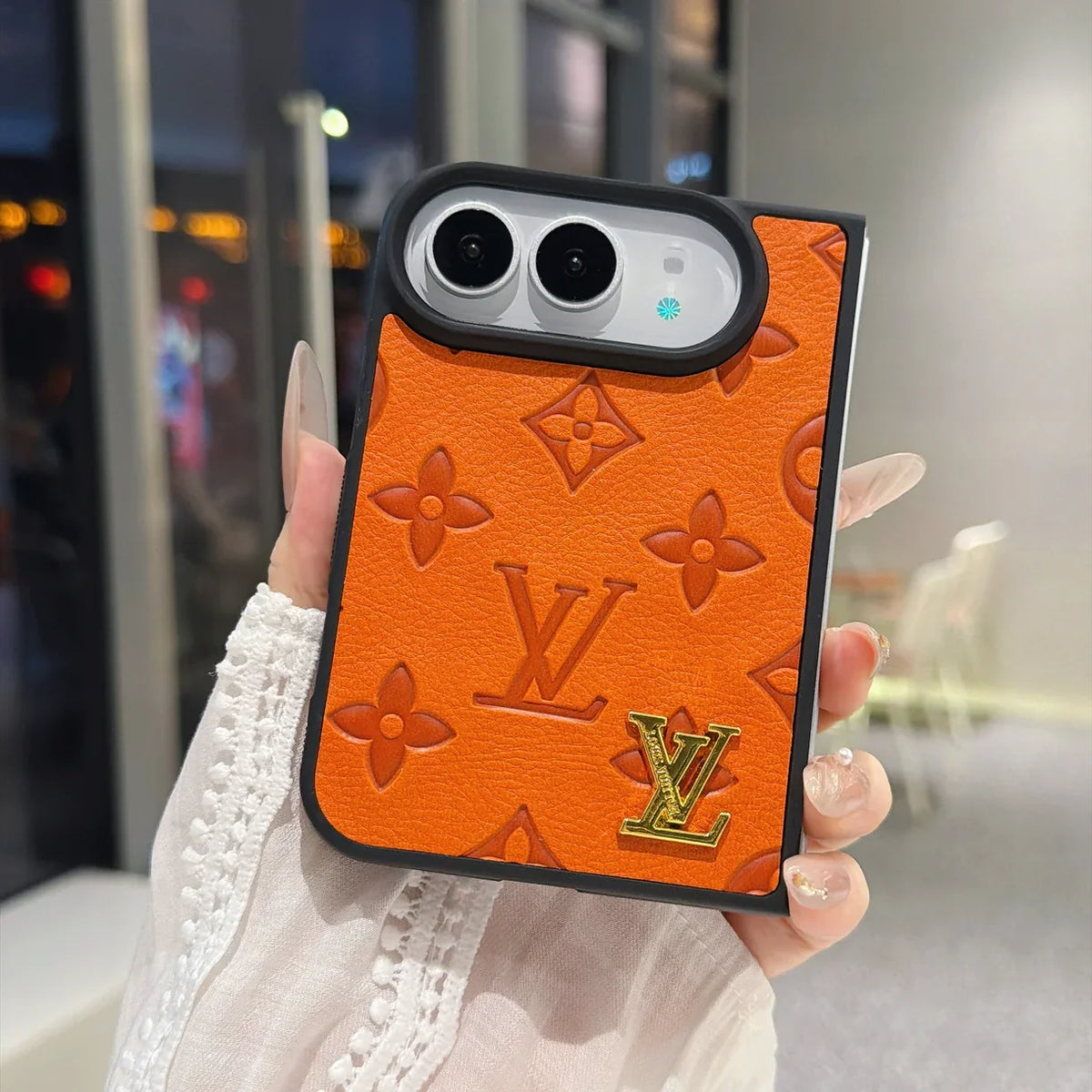 Luxury Louis Vuitton Embossed Floral Monogram Case for iPhone Duo