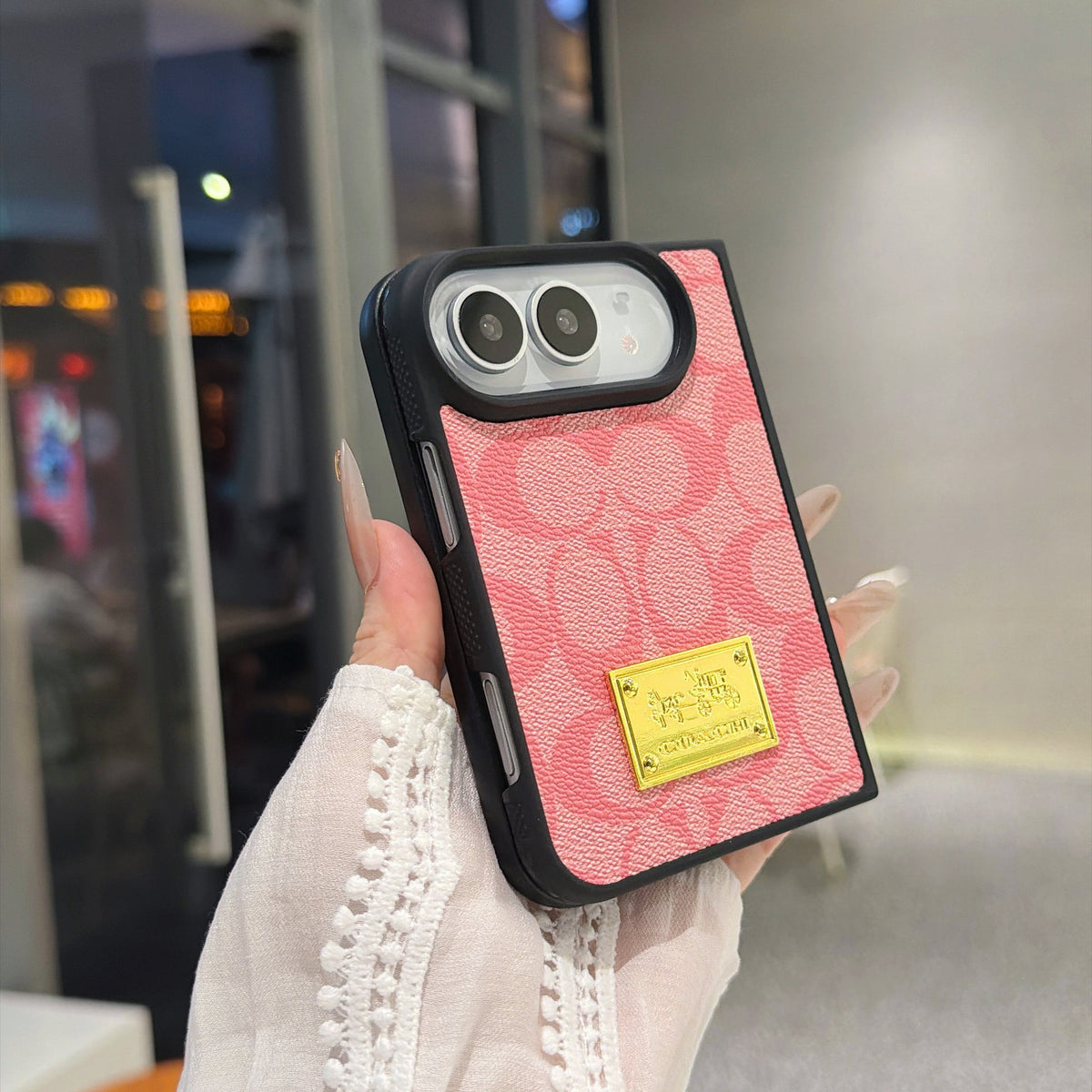 Luxury Premium CH Monogram Canvas Case for iPhone Duo