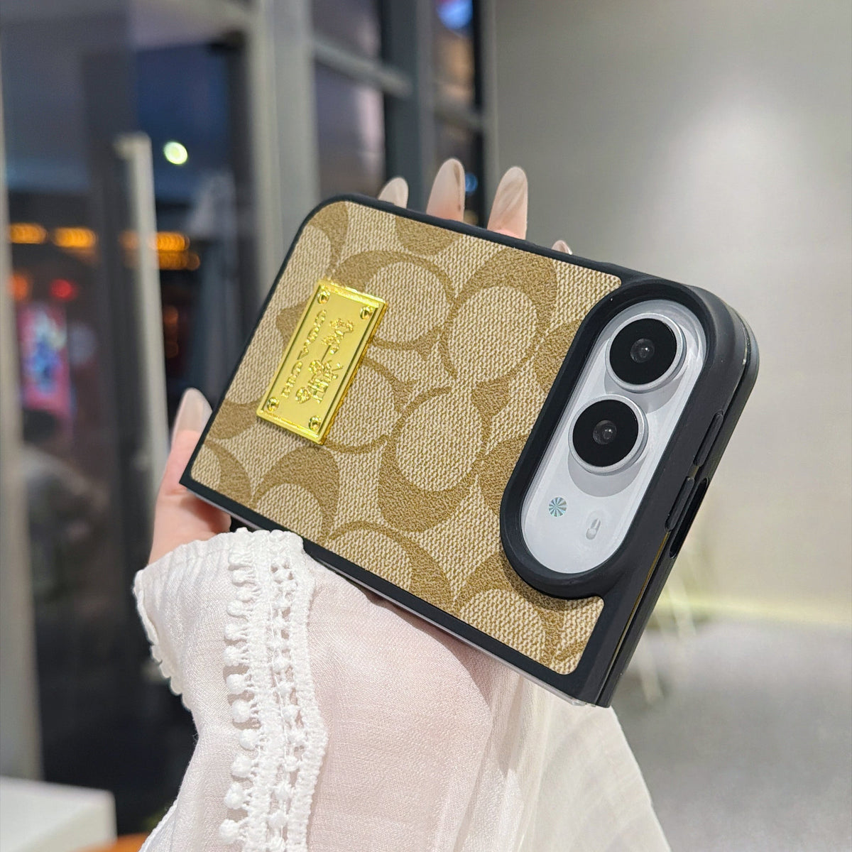 Luxury Premium CH Monogram Canvas Case for iPhone Duo