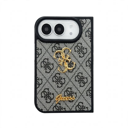 Luxury Guess Monogram Canvas Case for iPhone Duo