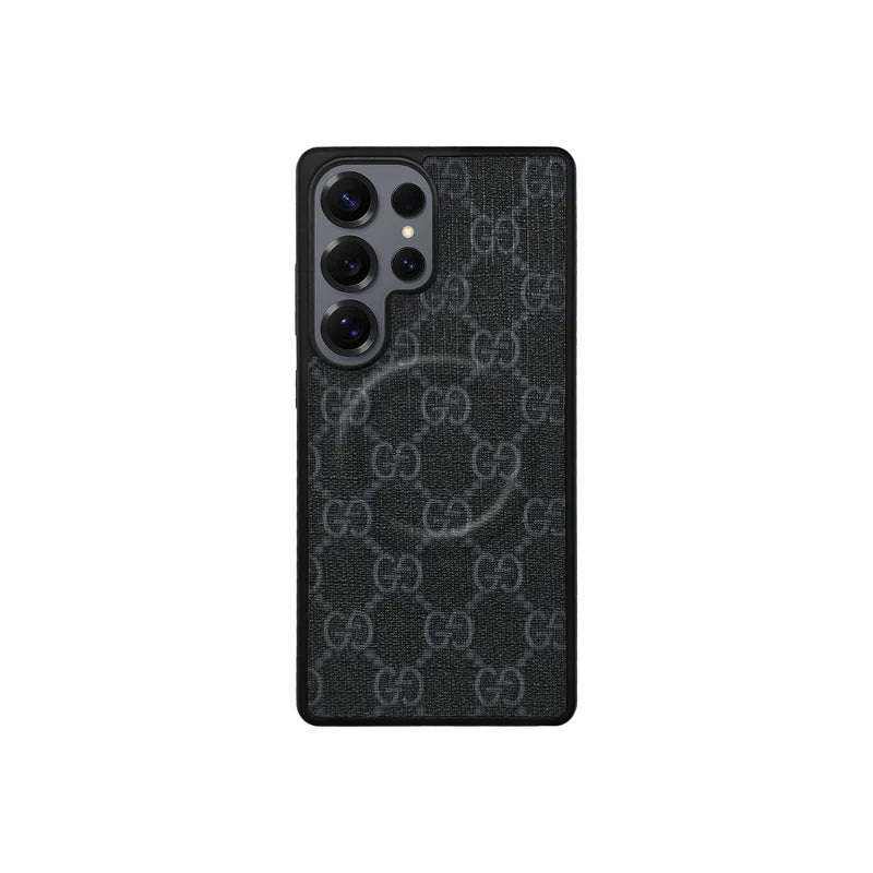 Luxury Monogram Canvas Black Case for Samsung S22-S26 Series